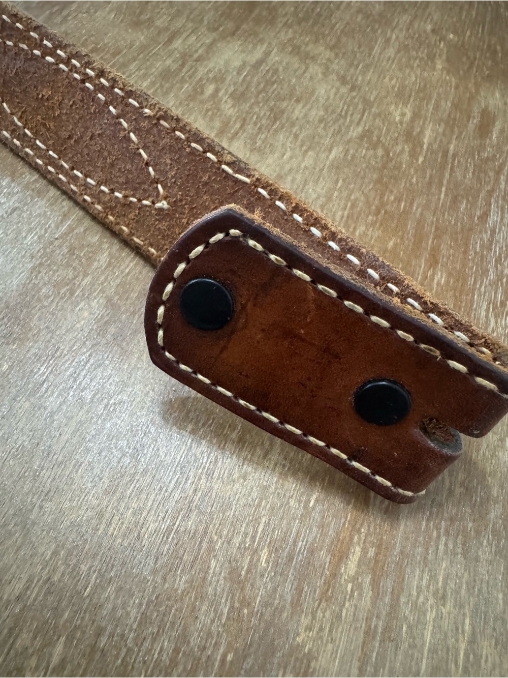Men's Brown Leather Belt with Decorative Contrast Stitching - Picture 2 of 5